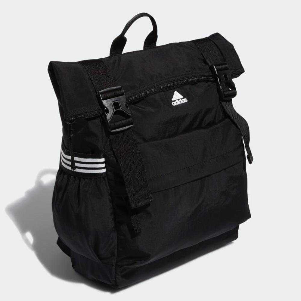 EUC Unisex Adidas Yola Roll-Top Nylo Backpack In Black & White - Picture 3 of 14